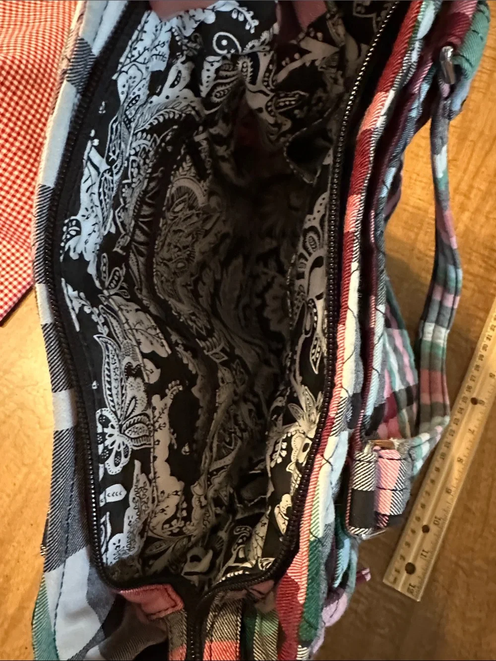 Vera Bradley Quilted PlaidTote/Purse Bag in Pink, Green & Black